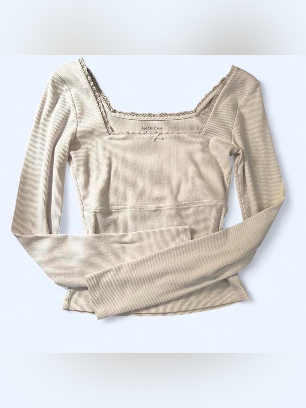 american eagle white babydoll style longsleeve top